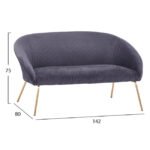 ΣΕΤ ΣΑΛΟΝΙ 2ΤΜΧ JOYTE HM11253.01 ΑΠΟ ΓΚΡΙ ΒΕΛΟΥΔΟ ΜΕ ΧΡΥΣΑ ΠΟΔΙΑ - Image 2