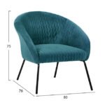 ΣΕΤ ΣΑΛΟΝΙ 2ΤΜΧ JOYTE HM11253.09 ΑΠΟ ΤΙΡΚΟΥΑΖ ΒΕΛΟΥΔΟ ΜΕ ΜΑΥΡΑ ΠΟΔΙΑ - Image 3