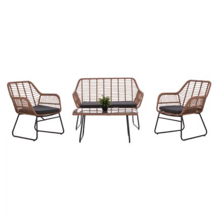 Αγόρασε ΣΕΤ ΣΑΛΟΝΙ 4ΤΜΧ ΜΕΤΑΛΛΙΚΟ ΜΕ WICKER ΣΚΟΥΡΟ ΓΚΡΙ - ΜΠΕΖ HM5530 σε μοναδική τιμή στο clickforshop.gr
