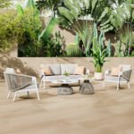 ΣΕΤ ΣΑΛΟΝΙ 5ΤΜΧ DRISCOLL ΗM6473.02 IVORY ΑΛΟΥΜΙΝΙΟ--ΜΠΕΖ ΣΧΟΙΝΙ & OLEFIN ΥΦΑΣΜΑ - Image 2