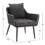 ΣΕΤ ΣΑΛΟΝΙΟΥ 4ΤΜΧ ΜΕ ΜΕΤΑΛΛΙΚΟ ΣΚΕΛΕΤΟ ΚΑΙ WICKER ΓΚΡΙ HM5711 - Image 3