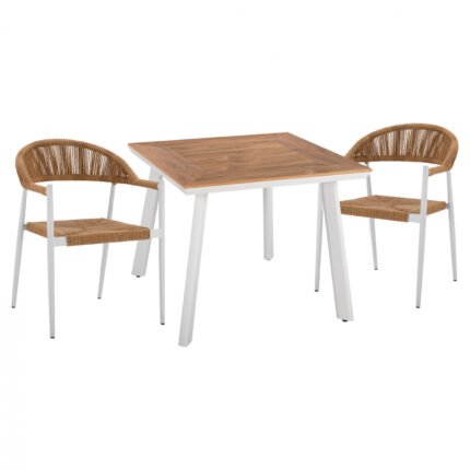 Αγόρασε ΣΕΤ ΤΡΑΠΕΖΑΡΙΑ 3ΤΜΧ ΤΡΑΠΕΖΙ ΑΛΟΥΜΙΝΙΟΥ 80X80 & ΠΟΛΥΘΡΟΝΕΣ ΛΕΥΚΕΣ HM11440 σε μοναδική τιμή στο clickforshop.gr