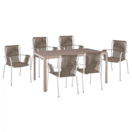 Αγόρασε ΣΕΤ ΤΡΑΠΕΖΑΡΙΑ 7ΤΜΧ ΤΡΑΠΕΖΙ ΚΑΠΟΥΤΣΙΝΟ 150Χ90 & ΠΟΛΥΘΡΟΝΕΣ ΛΕΥΚΕΣ ΜΕ ΣΧΟΙΝΙ HM11500 σε μοναδική τιμή στο clickforshop.gr