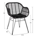 ΣΕΤ ΤΡΑΠΕΖΑΡΙΑΣ 3ΤΜΧ HM11871 ΜΕΤΑΛΛΟ & RATTAN ΣΕ ΜΑΥΡΟ ΧΡΩΜΑ - Image 2