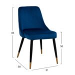 ΣΕΤ ΤΡΑΠΕΖΑΡΙΑΣ 5ΤΜΧ JOLIE HM11198.08 MDF TOP-ΒΕΛΟΥΔΟ ΜΠΛΕ & ΜΕΤΑΛΛΟ ΜΑΥΡΟ - Image 2