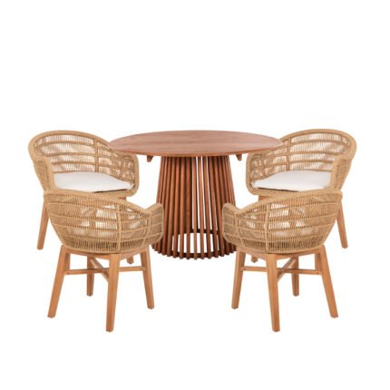 Αγόρασε ΣΕΤ ΤΡΑΠΕΖΑΡΙΑΣ 5ΤΜΧ LAMORA HM21074.02 ΣΤΡΟΓΓΥΛΟ ΤΡΑΠΕΖΙ Φ120εκ. & 4 ΚΑΡΕΚΛΕΣ σε μοναδική τιμή στο clickforshop.gr