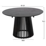 ΣΕΤ ΤΡΑΠΕΖΑΡΙΑΣ 5ΤΜΧ OSLO HM21075.01 ΣΤΡΟΓΓΥΛΟ ΤΡΑΠΕΖΙ Φ120εκ. & 4 ΚΑΡΕΚΛΕΣ-ΜΑΥΡΟ - Image 2