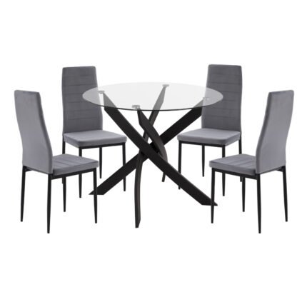 Αγόρασε ΣΕΤ ΤΡΑΠΕΖΑΡΙΑΣ 5ΤΜΧ LADY HM21199.01 ΓΥΑΛΙ--ΜΕΤΑΛΛΟ ΣΕ ΜΑΥΡΟ & ΒΕΛΟΥΔΟ ΓΚΡΙ σε μοναδική τιμή στο clickforshop.gr