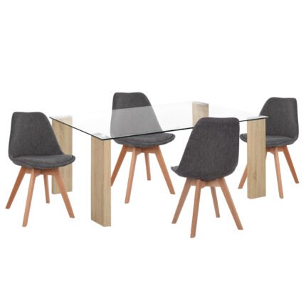 Αγόρασε ΣΕΤ ΤΡΑΠΕΖΑΡΙΑΣ 5ΤΜΧ MORGAN HM21269.03 ΤΡΑΠΕΖΙ & 4 ΚΑΡΕΚΛΕΣ - ΓΚΡΙ ΥΦΑΣΜΑ σε μοναδική τιμή στο clickforshop.gr