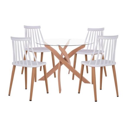 Αγόρασε ΣΕΤ ΤΡΑΠΕΖΑΡΙΑΣ 5ΤΜΧ ΚΑΡΕΚΛΕΣ VANESSA ΛΕΥΚΕΣ & ΤΡΑΠΕΖΙ ΜΕΤΑΛΛΙΚΟ Φ90X74Υ HM11304 σε μοναδική τιμή στο clickforshop.gr