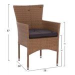 ΣΕΤ ΤΡΑΠΕΖΑΡΙΑΣ 5ΤΜΧ ΤΡΑΠ. 120Χ70 & ΠΟΛΥΘΡΟΝΕΣ WICKER RATTAN ΜΠΕΖ ΚΑΦΕ HM11712.32 - Image 3