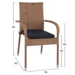 ΣΕΤ ΤΡΑΠΕΖΑΡΙΑΣ 5ΤΜΧ ΤΡΑΠ. 120Χ70 & ΠΟΛΥΘΡΟΝΕΣ WICKER RATTAN ΜΠΕΖ ΚΑΦΕ HM11711.32 - Image 3