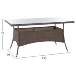 ΣΕΤ ΤΡΑΠΕΖΑΡΙΑΣ 5ΤΜΧ ΤΡΑΠ. 150Χ90 & 6 ΠΟΛΥΘΡΟΝΕΣ WICKER RATTAN ΓΚΡΙ HM11715.01 - Image 2