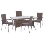 Αγόρασε ΣΕΤ ΤΡΑΠΕΖΑΡΙΑΣ 5ΤΜΧ ΤΡΑΠ. 150Χ90 & ΠΟΛΥΘΡΟΝΕΣ WICKER RATTAN ΓΚΡΙ HM11713.01 σε μοναδική τιμή στο clickforshop.gr