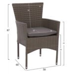 ΣΕΤ ΤΡΑΠΕΖΑΡΙΑΣ 5ΤΜΧ ΤΡΑΠ. 150Χ90 & ΠΟΛΥΘΡΟΝΕΣ WICKER RATTAN ΓΚΡΙ HM11714.01 - Image 3