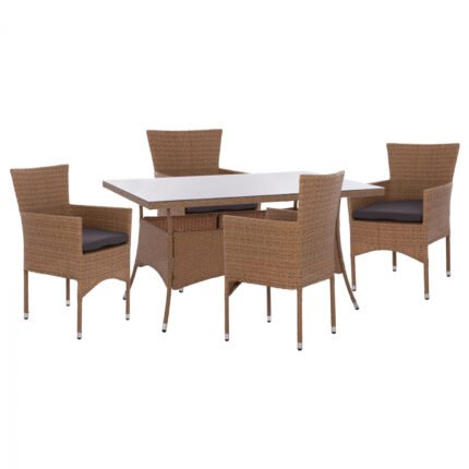 Αγόρασε ΣΕΤ ΤΡΑΠΕΖΑΡΙΑΣ 5ΤΜΧ ΤΡΑΠ. 150Χ90 & ΠΟΛΥΘΡΟΝΕΣ WICKER RATTAN ΜΠΕΖ ΚΑΦΕ HM11714.02 σε μοναδική τιμή στο clickforshop.gr