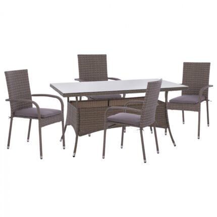 Αγόρασε ΣΕΤ ΤΡΑΠΕΖΑΡΙΑΣ 5ΤΜΧ ΤΡΑΠ. 150Χ90 & ΠΟΛΥΘΡΟΝΕΣ WICKER RATTAN ΓΚΡΙ HM11713.01 σε μοναδική τιμή στο clickforshop.gr