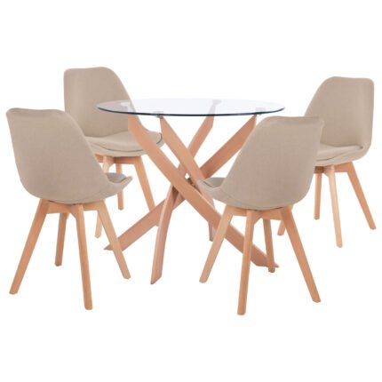 Αγόρασε ΣΕΤ ΤΡΑΠΕΖΑΡΙΑΣ 5ΤΜΧ ΤΡΑΠΕΖΙ Φ90X74 & 4 ΚΑΡΕΚΛΕΣ VEGAS ΜΕ ΜΠΕΖ ΥΦΑΣΜΑ HM11693.53 σε μοναδική τιμή στο clickforshop.gr