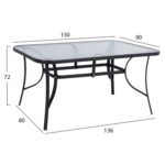 ΣΕΤ ΤΡΑΠΕΖΑΡΙΑΣ 7ΤΜΧ ΤΡΑΠΕΖΙ 150x90 & ΠΟΛΥΘΡΟΝΑ ΜΕΤΑΛΛΙΚΗ TEXTLINE ΓΚΡΙ  HM11789 - Image 2