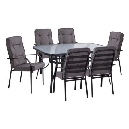 Αγόρασε ΣΕΤ ΤΡΑΠΕΖΑΡΙΑΣ 7TMX ΤΡΑΠΕΖΙ 150Χ90Χ72Υεκ.ΚΑΙ 6 ΠΟΛΥΘΡΟΝΕΣ ΓΚΡΙ ΜΕΤΑΛΛΟ HM10561.01 σε μοναδική τιμή στο clickforshop.gr