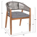 ΣΕΤ ΤΡΑΠΕΖΑΡΙΑΣ 9ΤΜΧ NAVANT HM21066.01 ΤΡΑΠΕΖΙ ΜΕ 8 ΚΑΡΕΚΛΕΣ ΞΥΛΟ ΑΚΑΚΙΑΣ-ΣΧΟΙΝΙ ΓΚΡΙ - Image 3