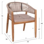 ΣΕΤ ΤΡΑΠΕΖΑΡΙΑΣ 9ΤΜΧ NAVANT HM21066.02 ΤΡΑΠΕΖΙ & 8 ΚΑΡΕΚΛΕΣ ΞΥΛΟ ΑΚΑΚΙΑΣ-ΣΧΟΙΝΙ ΜΠΕΖ - Image 3