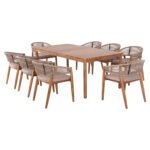 ΣΕΤ ΤΡΑΠΕΖΑΡΙΑΣ 9ΤΜΧ NAVANT HM21066.02 ΤΡΑΠΕΖΙ & 8 ΚΑΡΕΚΛΕΣ ΞΥΛΟ ΑΚΑΚΙΑΣ-ΣΧΟΙΝΙ ΜΠΕΖ - Image 4