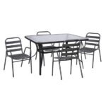 ΣΕΤ ΤΡΑΠΕΖΑΡΙΑΣ ΕΞ.ΧΩΡΟΥ 5ΤΜΧ PRELUDE HM21032 ΓΚΡΙ ΜΕΤΑΛΛΟ & ΑΛΟΥΜΙΝΙΟ - Image 3