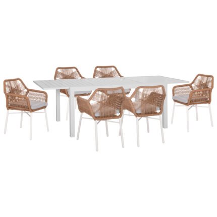 Αγόρασε ΣΕΤ ΤΡΑΠΕΖΑΡΙΑΣ ΕΞ.ΧΩΡΟΥ 7ΤΜΧ KRUM HM21132 ΛΕΥΚΟ ΑΛΟΥΜΙΝΙΟ--P.E.TWISTED RATTAN σε μοναδική τιμή στο clickforshop.gr