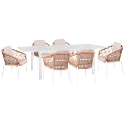 Αγόρασε ΣΕΤ ΤΡΑΠΕΖΑΡΙΑΣ ΕΞ.ΧΩΡΟΥ 7ΤΜΧ KRUM HM21149 ΛΕΥΚΟ ΑΛΟΥΜΙΝΙΟ--P.E.RATTAN σε μοναδική τιμή στο clickforshop.gr