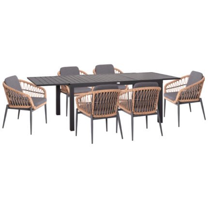 Αγόρασε ΣΕΤ ΤΡΑΠΕΖΑΡΙΑΣ ΕΞ.ΧΩΡΟΥ 7ΤΜΧ KRUM HM21157 ΣΚΟΥΡΟ ΓΚΡΙ ΑΛΟΥΜΙΝΙΟ--P.E.RATTAN σε μοναδική τιμή στο clickforshop.gr