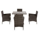 ΣΕΤ ΤΡΑΠΕΖΑΡΙΑΣ ΕΞΩΤ.ΧΩΡΟΥ 5ΤΜΧ HM5965 ΚΑΦΕ RATTAN-ΜΕΤΑΛΛΙΚΟΣ ΣΚΕΛΕΤΟΣ-ΓΥΑΛΙΝΗ ΕΠΙΦΑΝΕΙΑ - Image 4