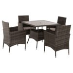 ΣΕΤ ΤΡΑΠΕΖΑΡΙΑΣ ΕΞΩΤ.ΧΩΡΟΥ 5ΤΜΧ HM5965 ΚΑΦΕ RATTAN-ΜΕΤΑΛΛΙΚΟΣ ΣΚΕΛΕΤΟΣ-ΓΥΑΛΙΝΗ ΕΠΙΦΑΝΕΙΑ - Image 5