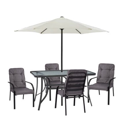 Αγόρασε ΣΕΤ ΤΡΑΠΕΖΑΡΙΑΣ ΜΕ ΟΜΠΡΕΛΑ ENDIKA HM21171 ΤΡΑΠΕΖΙ ΜΕ 4 ΠΟΛΥΘΡΟΝΕΣ--ΓΚΡΙ σε μοναδική τιμή στο clickforshop.gr