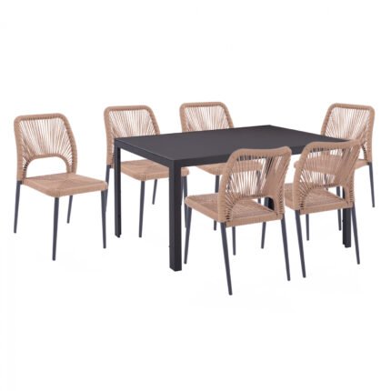 Αγόρασε ΣΕΤ ΤΡΑΠΕΖΑΡΙΑΣ 7 ΤΜΧ ΤΡΑΠΕΖΙ ΓΚΡΙ 150X90 ΚΑΙ ΚΑΡΕΚΛΑ ΜΕ ΣΧΟΙΝΙ HM11526.01 σε μοναδική τιμή στο clickforshop.gr