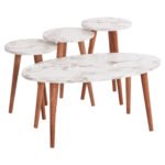 ΣΕΤ ΤΡΑΠΕΖΙ ΣΑΛΟΝΙΟΥ & 3 ΒΟΗΘ.ΤΡΑΠΕΖΙΑ VITAL HM18180.03 ΜΕΛΑΜΙΝΗ ΛΕΥΚΟ ΜΑΡΜΑΡΟ-ΚΑΡΥΔΙ ΠΟΔΙΑ - Image 4