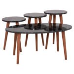 ΣΕΤ ΤΡΑΠΕΖΙ ΣΑΛΟΝΙΟΥ & 3 ΒΟΗΘ.ΤΡΑΠΕΖΙΑ VITAL HM18180.02 ΜΕΛΑΜΙΝΗ ΜΑΥΡΟ ΜΑΡΜΑΡΟ-ΚΑΡΥΔΙ ΠΟΔΙΑ - Image 4