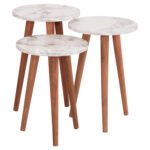 ΣΕΤ ΤΡΑΠΕΖΙ ΣΑΛΟΝΙΟΥ & 3 ΒΟΗΘ.ΤΡΑΠΕΖΙΑ VITAL HM18180.03 ΜΕΛΑΜΙΝΗ ΛΕΥΚΟ ΜΑΡΜΑΡΟ-ΚΑΡΥΔΙ ΠΟΔΙΑ - Image 5