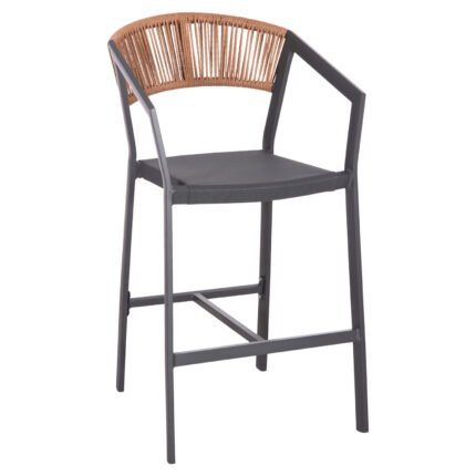 Αγόρασε ΣΚΑΜΠΟ ΑΛΟΥΜΙΝΙΟΥ ΑΝΘΡΑΚΙ HM5892.11 ΜΕΣΑΙΟΥ ΥΨΟΥΣ ΜΕ ΜΠΡΑΤΣΑ RATTAN & TEXTLINE 55x56