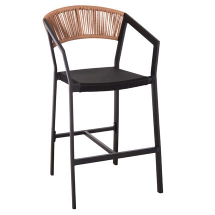 Αγόρασε ΣΚΑΜΠΟ ΑΛΟΥΜΙΝΙΟΥ HM5892.15 ΜΕΣΑΙΟΥ ΥΨΟΥΣ RATTAN & TEXTLINE ΜΑΥΡΟ ΜΠΕΖ 55x56