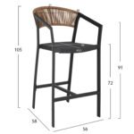 ΣΚΑΜΠΟ ΑΛΟΥΜΙΝΙΟΥ ΜΕ ΜΠΡΑΤΣΑ ΑΝΘΡΑΚΙ PE RATTAN TEXTLINE 56x58x105Y εκ.HM5892.01 - Image 2