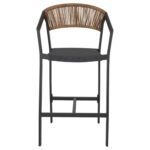ΣΚΑΜΠΟ ΑΛΟΥΜΙΝΙΟΥ ΜΕ ΜΠΡΑΤΣΑ ΑΝΘΡΑΚΙ PE RATTAN TEXTLINE 56x58x105Y εκ.HM5892.01 - Image 3