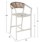 ΣΚΑΜΠΟ ΑΛΟΥΜΙΝΙΟΥ ΜΕ ΜΠΡΑΤΣΑ MIRI ΛΕΥΚΟ PE RATTAN ΠΛΑΤΗ TEXTLINE 56x58x105Y εκ.HM5892.02 - Image 2