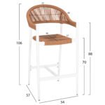 ΣΚΑΜΠΟ BAR ΑΛΟΥΜΙΝΙΟΥ GREGG HM5788.11 ΛΕΥΚΟ-ΜΠΕΖ ΤΗΣ ΑΜΜΟΥ ΣΥΝΘ.RATTAN 55x57x106Υεκ. - Image 2