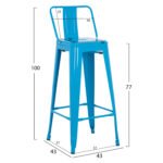 ΣΚΑΜΠΟ BAR-PRO ME ΠΛΑΤΗ ΜΕΤΑΛΛΙΚΟ MELITA HM8643.48 ΜΠΛΕ 42x42x100Υεκ. - Image 2