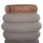 ΣΚΑΜΠΟ PUFFAT HM18172.03 FIBER CEMENT ΓΚΡΙ- ΞΥΛΟ TEAK TOP Φ45x46Υεκ. - Image 4