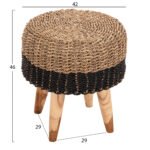 ΣΚΑΜΠΟ BEAM HM7827 ΞΥΛΟ ΤΕΑΚ ΚΑΙ SEAGRASS ΣΕ ΦΥΣΙΚΟ & ΜΑΥΡΟ Φ43x45Yεκ. - Image 2