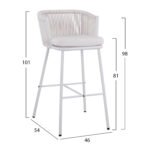 ΣΚΑΜΠΟ BROGAN ΜΕ ΜΕΤΑΛΛΙΚΟ ΣΚΕΛΕΤΟ ΚΑΙ ΣΧΟΙΝΙ ΛΕΥΚΟ HM5714.03 46x54x101 εκ. - Image 2