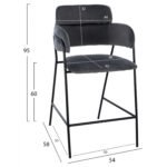 ΣΚΑΜΠΟ ΜΕΣΑΙΟΥ ΥΨΟΥΣ HM8735.01 KELSO ΒΕΛΟΥΔΟ ΓΚΡΙ ΜΕ ΜΕΤΑΛΛΙΚΟ ΣΚΕΛΕΤΟ 54x58x95Υ εκ. - Image 2