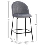 ΣΚΑΜΠΟ ODED ΜΕΣΑΙΟΥ ΥΨΟΥΣ HM8732.11 ΜΕ ΜΕΤΑΛΛΙΚΑ ΠΟΔΙΑ & ΒΕΛΟΥΔΟ ΓΚΡΙ 45x53x98 εκ. - Image 2